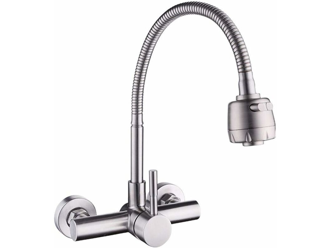 Grifo De Cocina, Grifo De Fregadero De Acero Inoxidable 304 Montado En La Pared, Grifo De Fregadero Giratorio De 360° Con Manguera Flexible