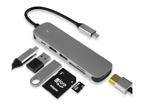 HUB USB C, 4K-HDMI, conexión USB C/PD, lector de tarjetas SD/TF, estación de acoplamiento compatible con portátiles MacBook Pro/Air y otros CHRONUS