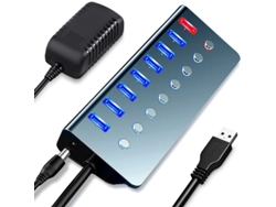 Concentrador Usb Con Fuente De Alimentación, 7 Puertos Usb 3.0 | 1 Puerto De Carga Inteligente | Expansor De Puertos Usb Múltiples
