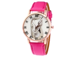 Reloj De Pulsera De Aleación Con Esfera Redonda Analógica De Cuarzo Moda (rojo Rosa)