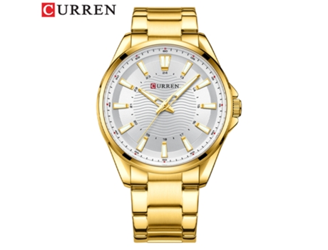 Reloj para Hombre Relojes de Pulsera de Acero Inoxidable de Negocios Resistentes al Agua Reloj de Negocios para Hombres-Concha Dorada Blanca LUUCOZK