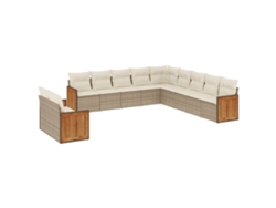 Maison Exclusive - Set De Sofás De Jardín 11pzas Con Cojines Ratán Sintético Beige