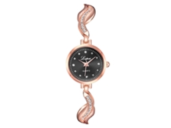 Reloj De Pulsera Para Mujer Con Correa De Aleación Y Diamantes De Imitación, Esfera Redonda Y Elegante Movimiento De Cuarzo.