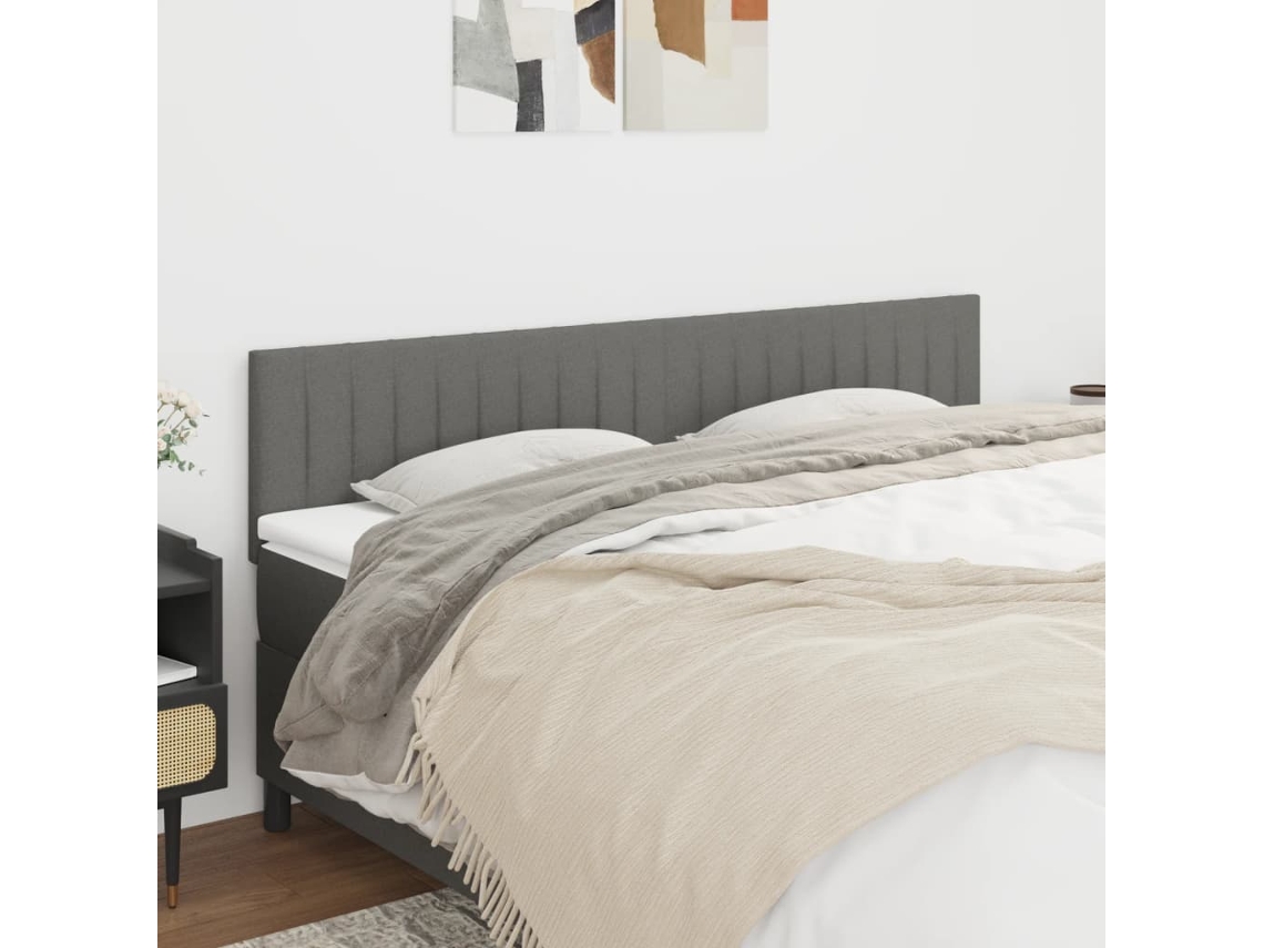 Cabeceros 2 Unidades De Tela Gris Oscuro 90x5x78/88 Cm