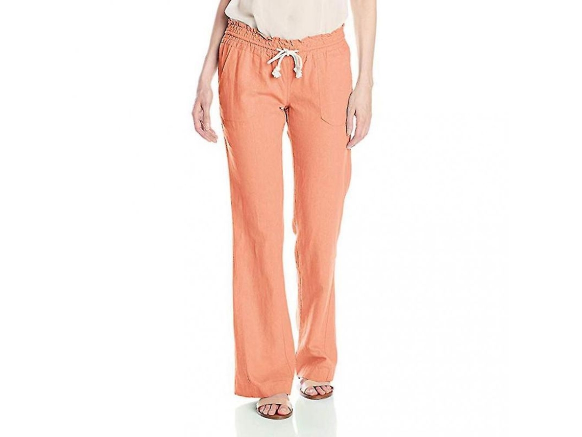 2026-pantalones De Algodón Y Lino Para Mujer Pantalones De Playa Y Relax Duj Xl Naranja