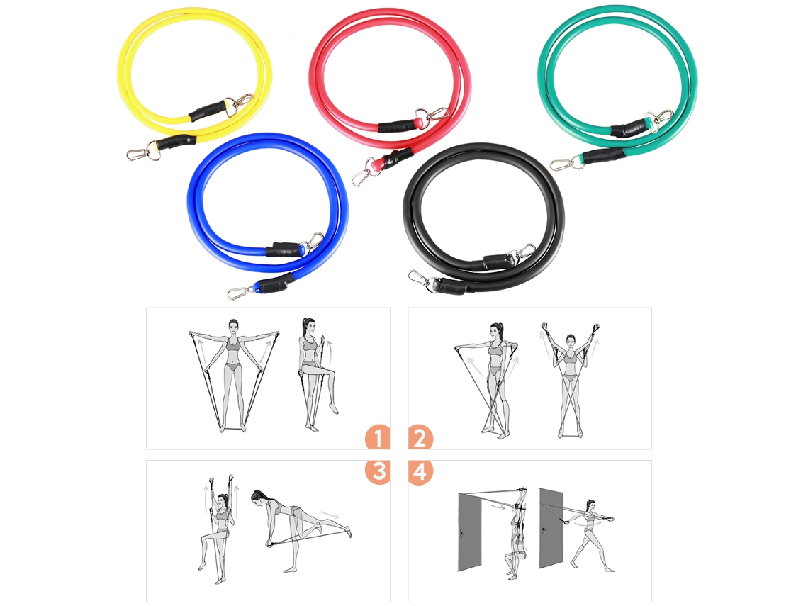 Kit De 16 Bandas De Resistencia Para Fitness Con Cuerda Para Saltar, Masajeador, Rodamiento, Manos, Bolsa Portátil, Gimnasio, Hogar, Viaje.
