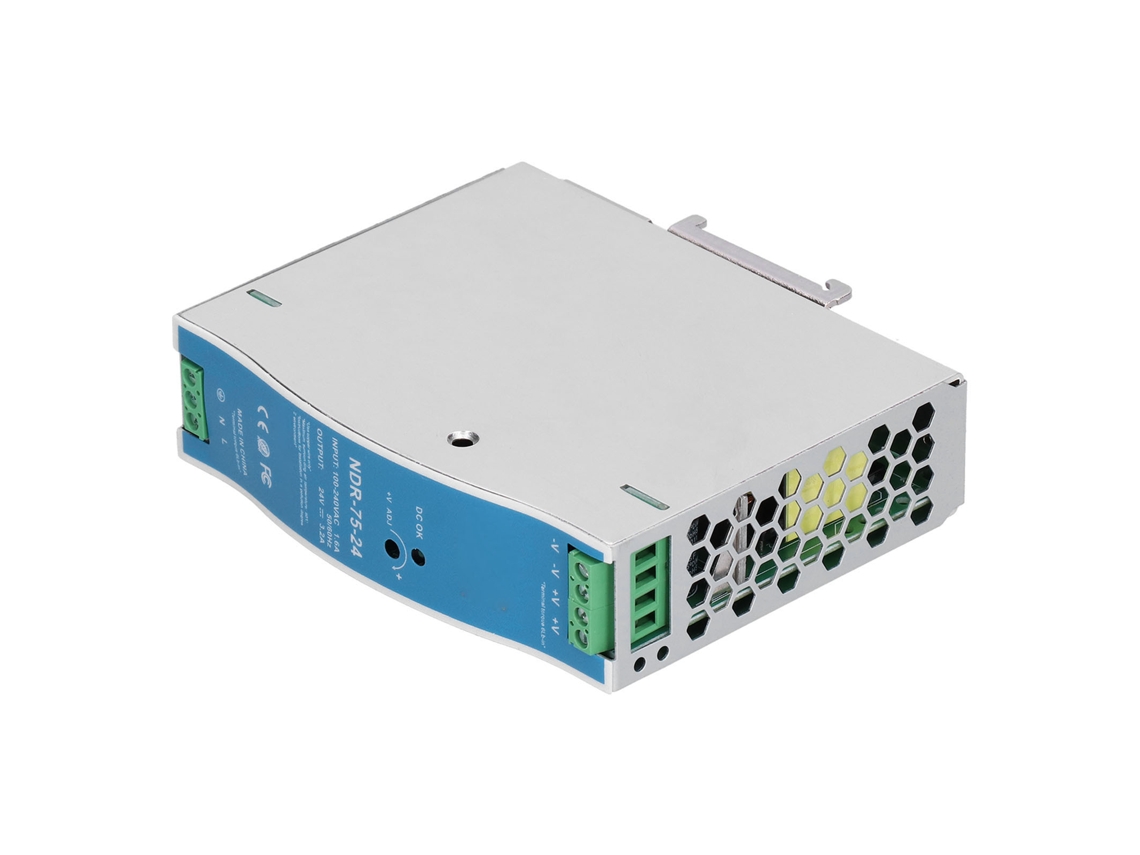 Fuente De Alimentación Rail Industrial Ndr‑75‑24 24v 3.2a 76.8w, Entrada Ac100‑240v, Estable