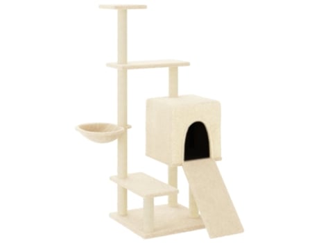 Rascador para gatos con postes de sisal color crema VIDAXL (130,5 cm)
