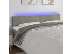 Cabecero Con Led De Terciopelo Gris Claro 180x5x78/88 Cm
