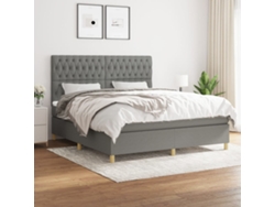 Cama Box Spring Con Colchón Tela Gris Oscuro 180x200 Cm