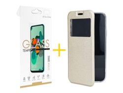 Pack 1 X Película de Vidrio Templado 2.5D Funda GANDY por Samsung Galaxy A20s Flip Cover GANDY Oro GANDY