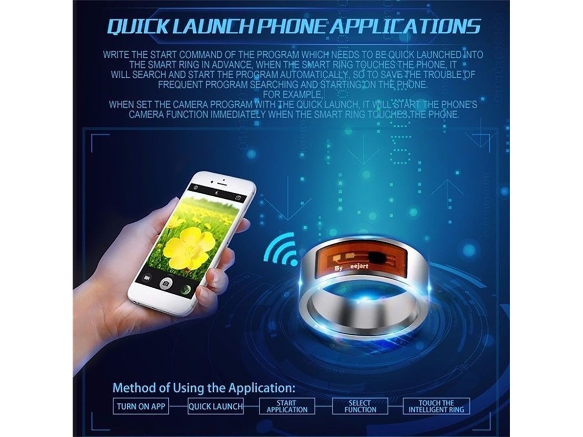 Anel Inteligente Nfc Multifuncional Impermeável Acessório Esportivo Digital