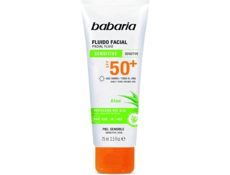 Protector Solar Facial BABARIA Fluido Piel Sensible y Atópica SPF 50+ (75 ml)