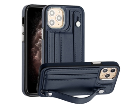 Funda Mobile Phone Cases Shockproof With Wrist para iPhone 11 Pro Piel Marrón