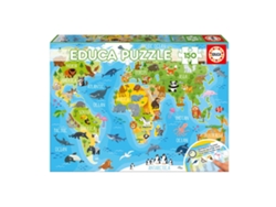 Puzzle EDUCA Educa 150 Mapa Mundo Animales (Edad Mínima: 6 Años - 150 Piezas)