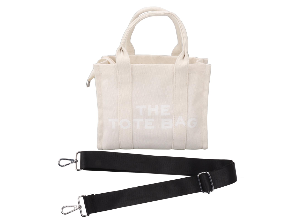 Bolso De Mano De Lona Para Mujer Con Cremallera, Doble Asa, Gran Capacidad, Color Beige Informal Para Ir De Compras.
