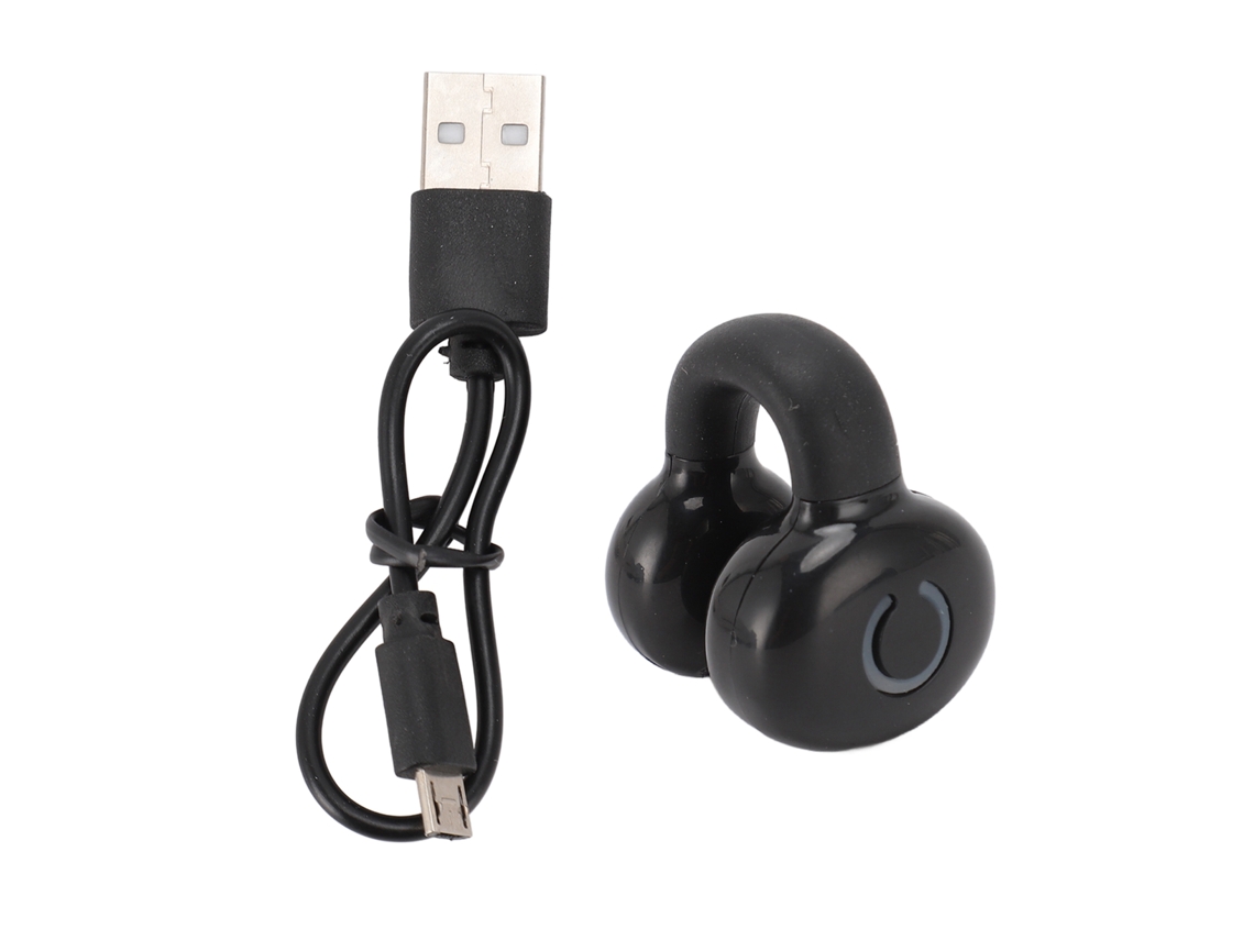 Fone De Ouvido Bluetooth V5.3 Clip On Condução Óssea Open Ear Estéreo Cancelamento De Ruído À Prova D'água Preto
