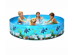 Piscina Redonda Infantil De 5 Pies, Plástico Rígido Plegable Sin Inflar, Diseño Marino. Tamaño 60"x12", Pvc Resistente, Para Familia Y Mascotas.