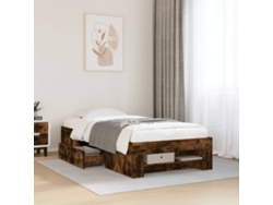 Estructura De Cama Sin Colchón Madera Roble Ahumado 90x200 Cm