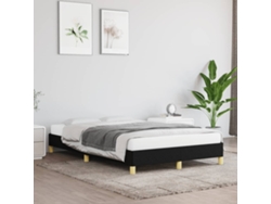 Estructura De Cama Sin Colchón Tela Negro 120x190 Cm