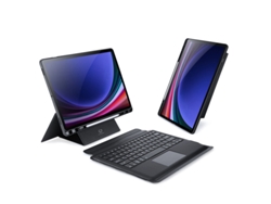 Funda con teclado Bluetooth Fwinl para Samsung Tab A9 Plus 11 X216 con pantalla táctil y retroiluminación en portugués y negro