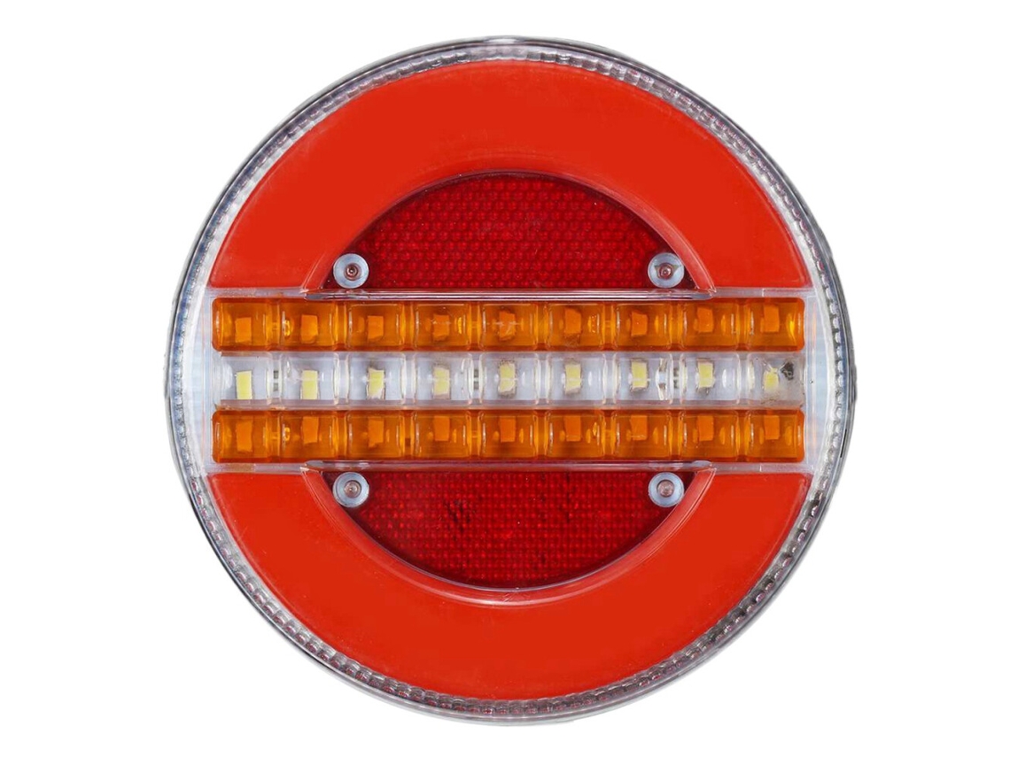 Luz trasera dinámica de 24 V con 49 LED, luz de freno, luz diurna, intermitente secuencial y luz estroboscópica para coches, barcos y remolques.