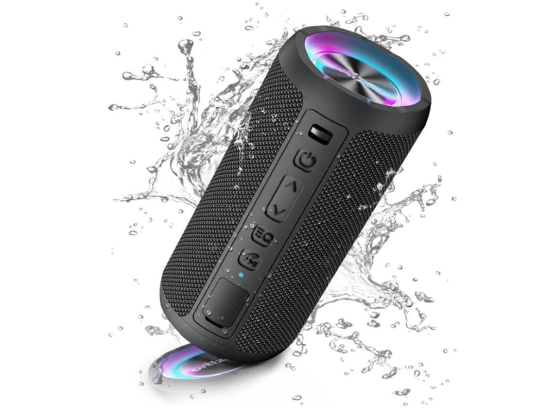 Altavoz Bluetooth Altavoces Bluetooth inalámbricos portátiles con luz LED Volumen más alto y graves mejorados Negro Yizhood