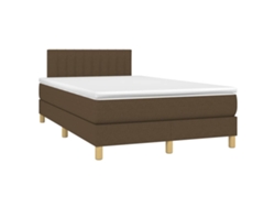 Maison Exclusive - Cama Box Spring Con Colchón Tela Marrón Oscuro 120x190 Cm