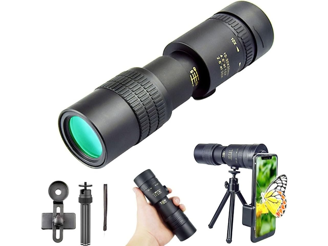 Monocular HD portátil con zoom 10x300x, diseño retráctil, ideal para acampar, observación al aire libre y como luz nocturna. SFUSHOS