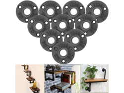 2026-10 Bridas De Hierro Fundido Negro 3 Agujeros Rosca 1/2" Bsp Para Muebles Diy Decoración Industrial