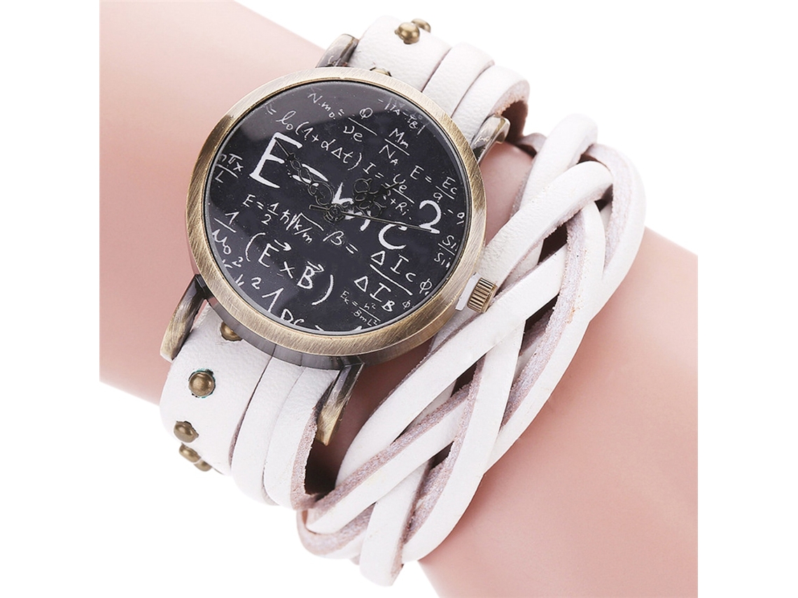 Reloj Pulsera Ccq Retro Bronce Personalizado Cuero Redondo De Cuarzo (blanco)