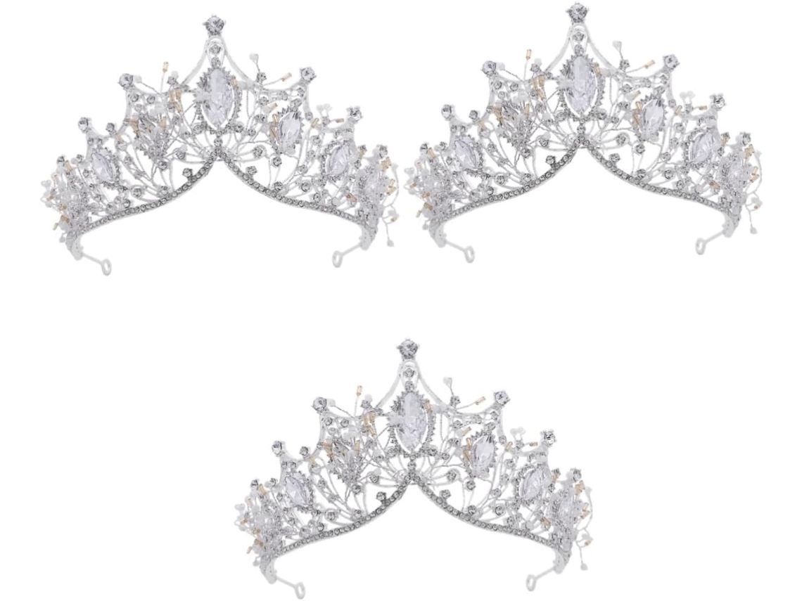 Conjunto De Coroa De Casamento De 3 Peças Com Cristais, Tiara Elegante Para Noiva, Acessório Para Cerimônia E Festa