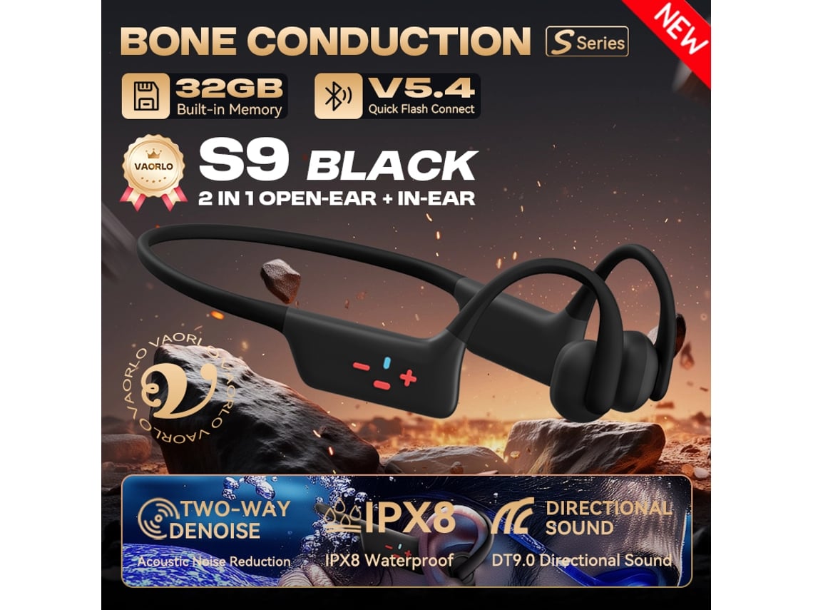 Auriculares Inalámbricos De Conducción Ósea (negros), Clasificación De Resistencia Al Agua Ipx8.