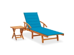 Tumbona Lounger de Jardín con Mesa y Cojín Madera de Acacia Maciza