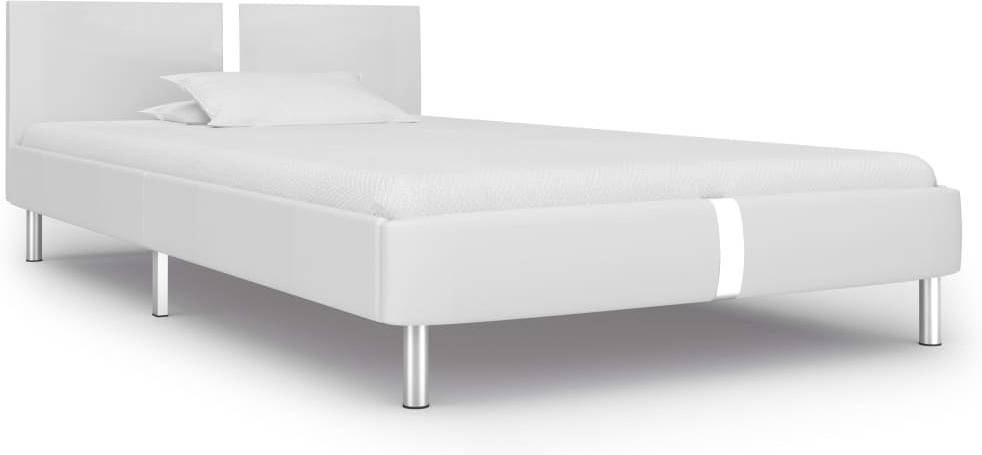 Vidaxl Cama Individual estructura hierro somier cabecero tapizada piel 90x200 cm cuero artificial mdf 280831 blanco compatible con