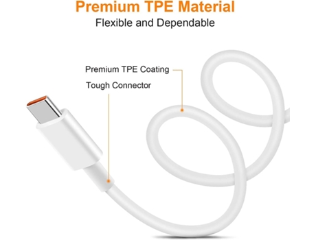 Cable Carga Plegable Turbo Fast Charge Type-C Mi para Xiaomi VENISYMLIS Blanco
