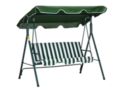 Columpio De Jardín Teslin De Acero Para 3 Personas Con Toldo, 172 Cm, Blanco Y Verde.