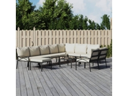 Conjunto Lounge Jardim Aço 11 Peças C/ Almofadas Areia Dkd Home Decor