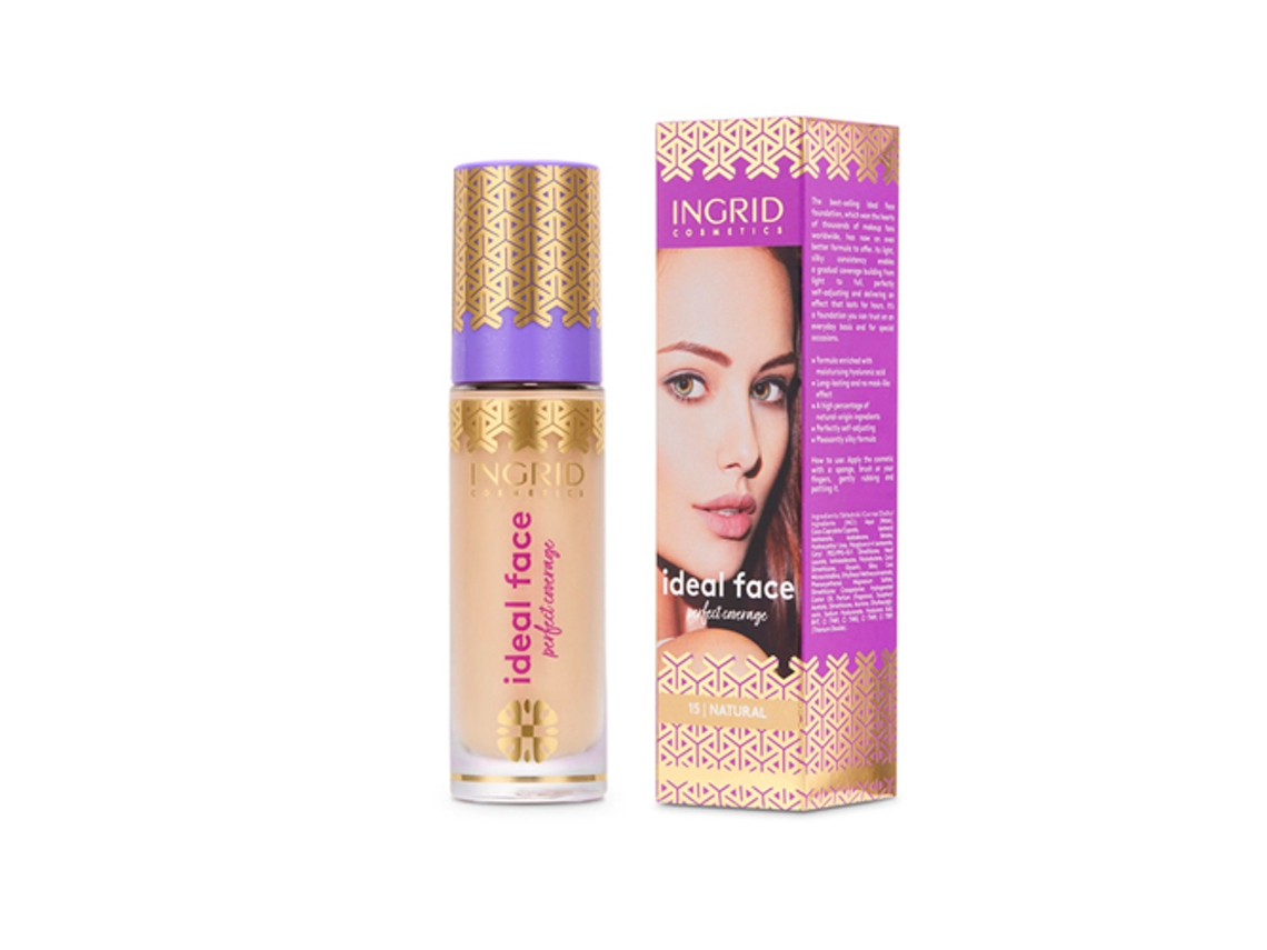 Base de maquillaje líquida Ingrid Ideal, cobertura total, tono 015 Natural, 35 ml