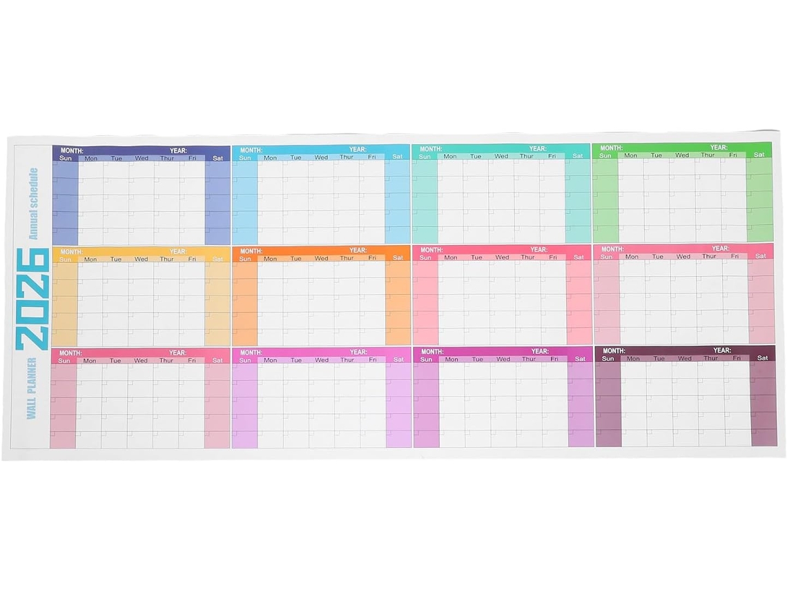 Calendario De Pared Grande De Borrado En Seco, Sin Fecha, Reutilizable