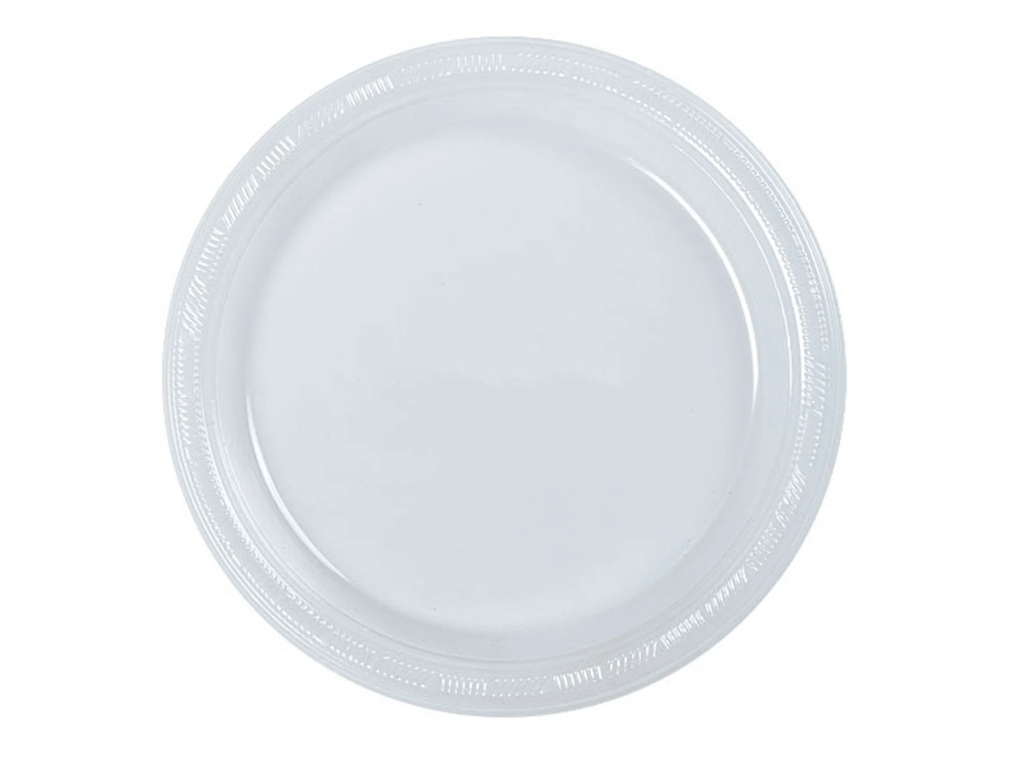 Platos de plástico desechables reutilizables de alta resistencia de 10 pulgadas, color sólido, 10 unidades (transparentes)
