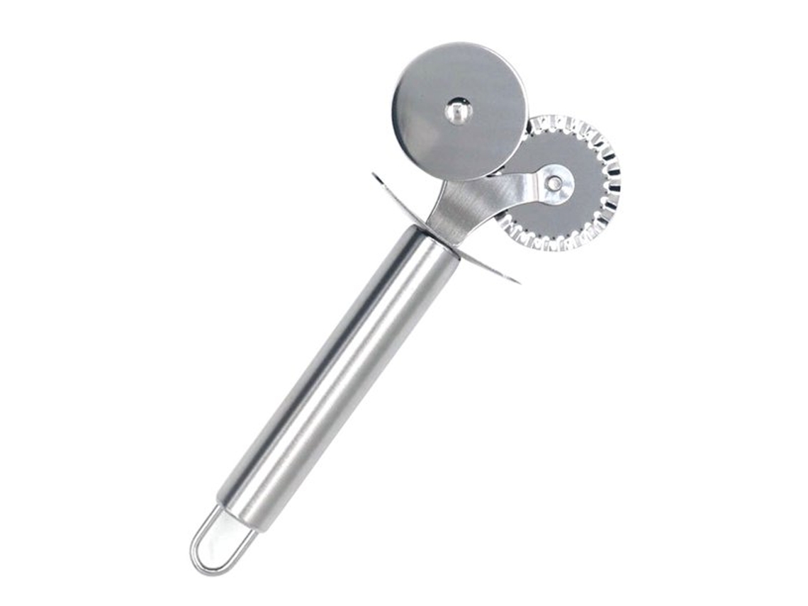 Cortadora de pasta y hojaldre 2 en 1 con rueda doble de acero inoxidable, herramienta para panqueques, pastas y tartas