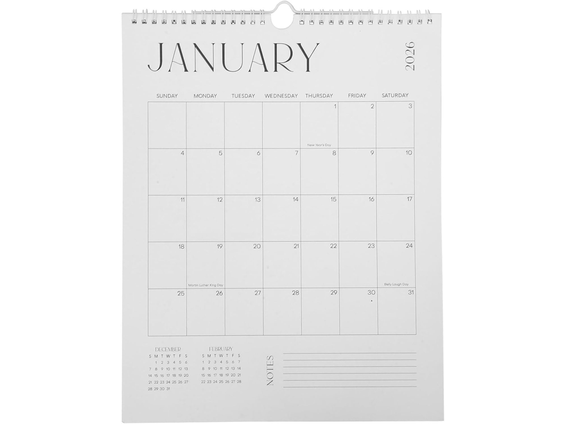 Calendario De Pared Blanco, Calendario Colgante Anual Y Mensual Para Oficina Y Hogar