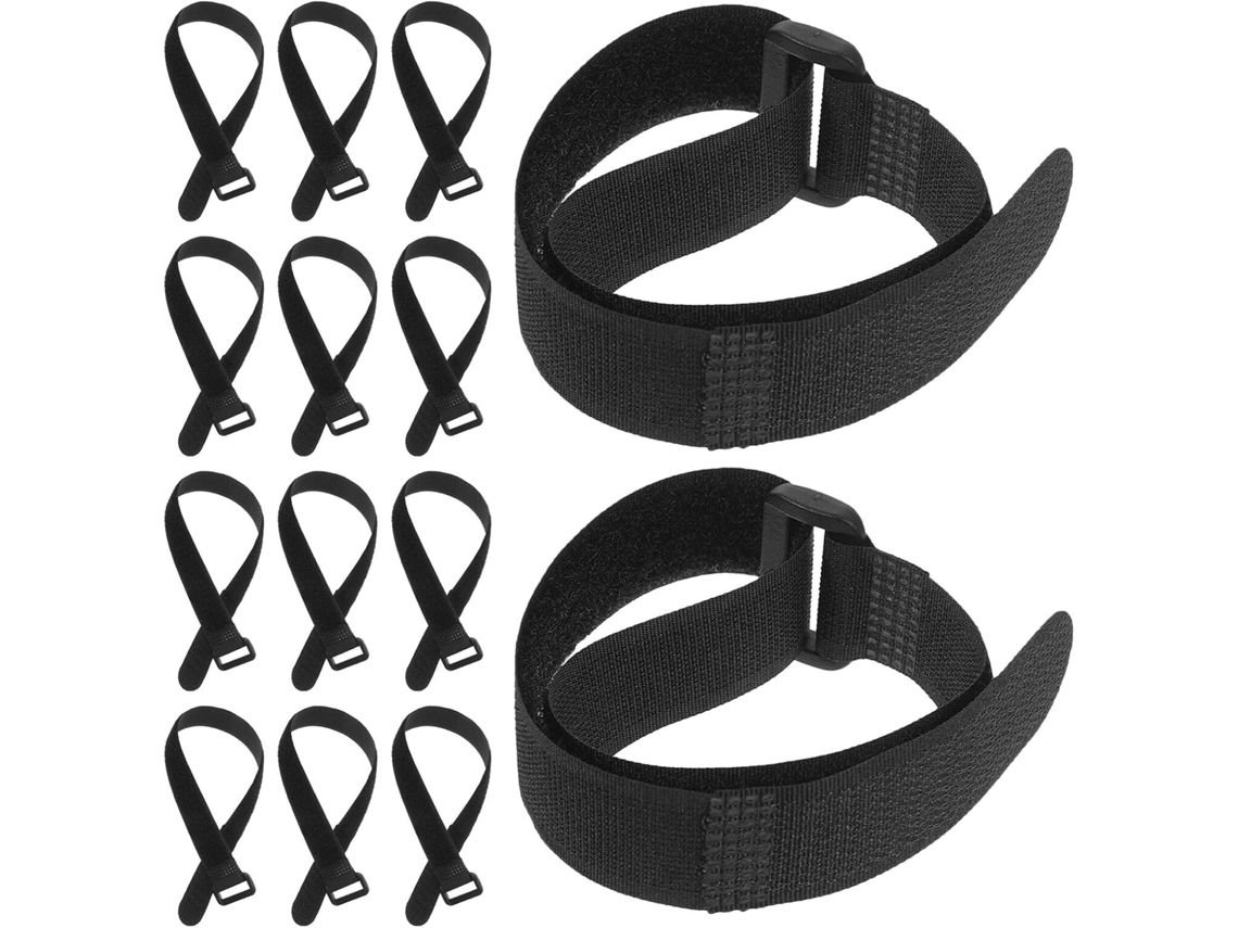 Paquete De 36 Correas De Nailon Negras De 20x300 Mm Con Cierres De Velcro Ajustables.