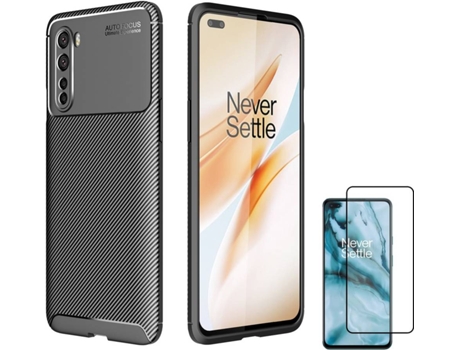 Funda y Protector de Pantalla OnePlus Nord PHONESHIELD Rugged Carbon / Full Cover Negro