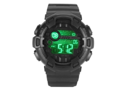 Reloj Deportivo Digital Con Doble Huso Horario, Resistente Al Agua, Correa De Pu, Cronómetro Y Alarma - Negro