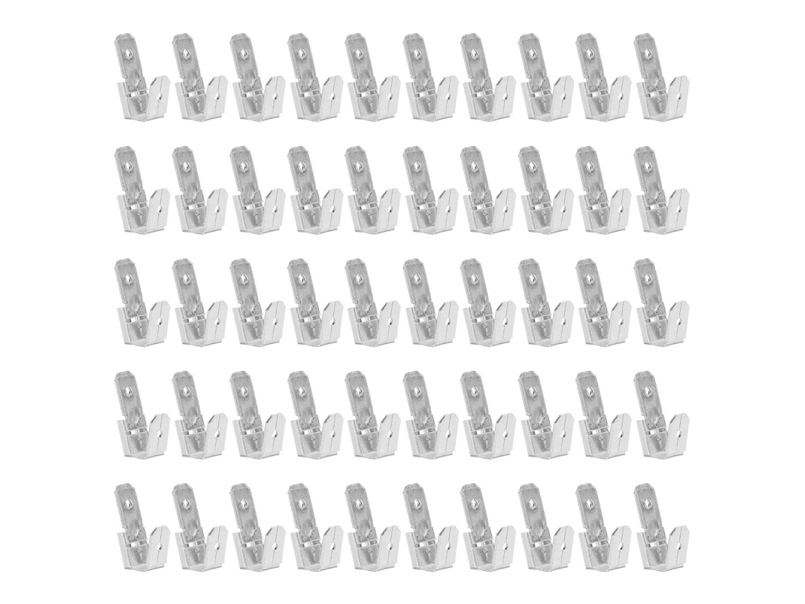 50 conectores de espátula para conectar cables de 3 vías, color plateado