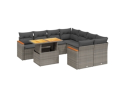 Maison Exclusive - Set De Muebles De Jardín 9 Pzas Y Cojines Ratán Sintético Gris