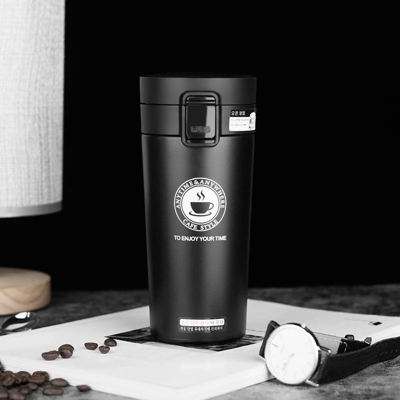 (negro) Cafetera De Acero Inoxidable De 500 Ml Con Doble Aislamiento Térmico, A Prueba De Fugas Y Con Aislamiento De Calor.