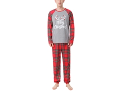 Pijamas Coordinados De Familia Para Navidad Adultos Niños Bebés Manga Larga Cuello Redondo Estampado Cuadros Conjunto De Pijamas Hombre Talla L